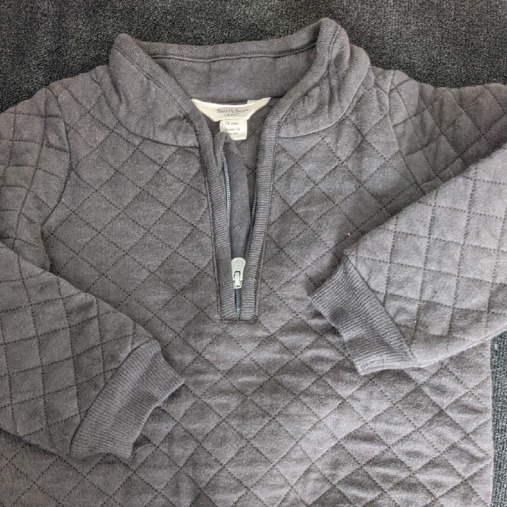 Burt's Bees Baby Dark Gray Quilted Pullover